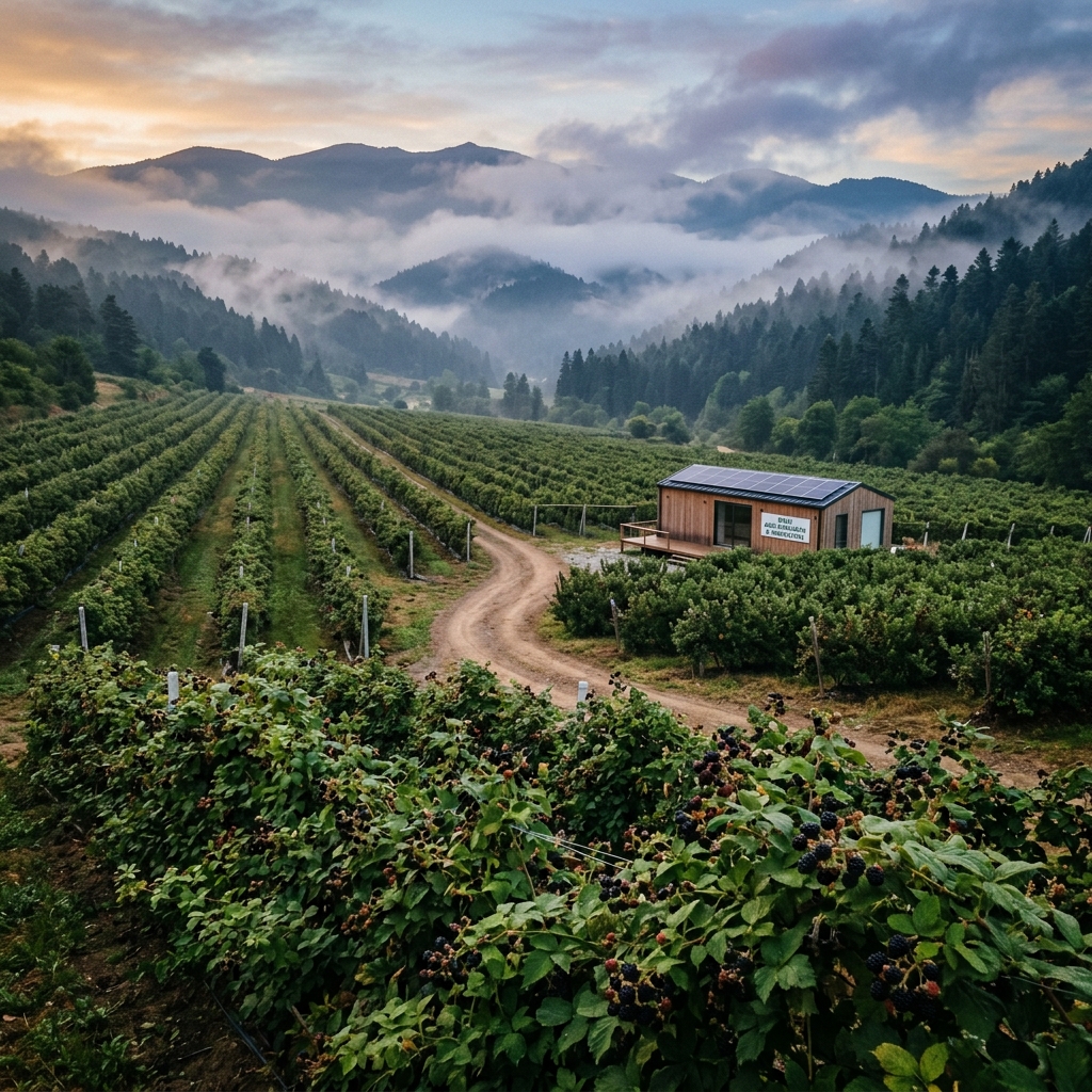 Böğürtlen Bahçesi ve Çiftçi Kulübesi